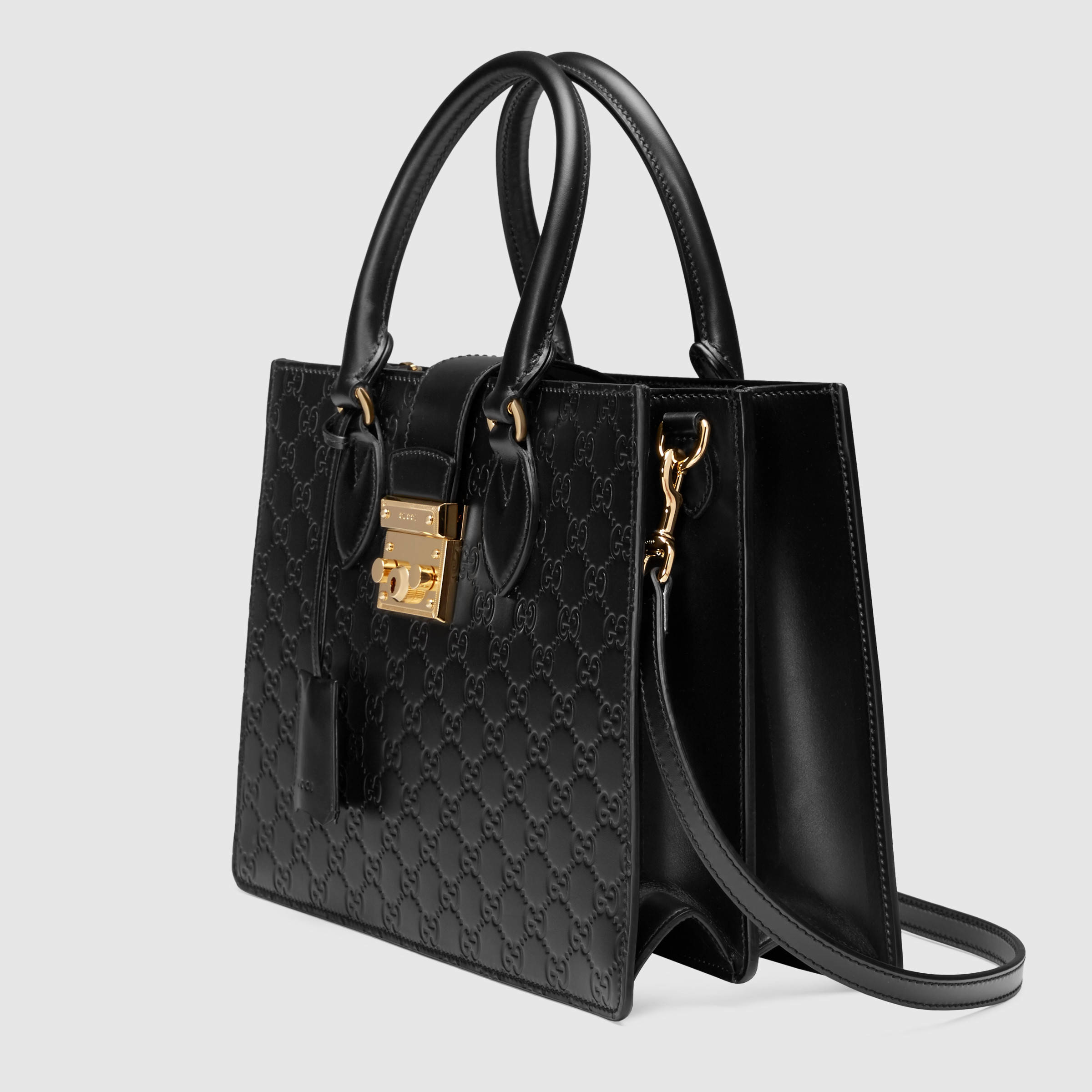 Lyst Gucci Padlock Signature Leather Bag in Black